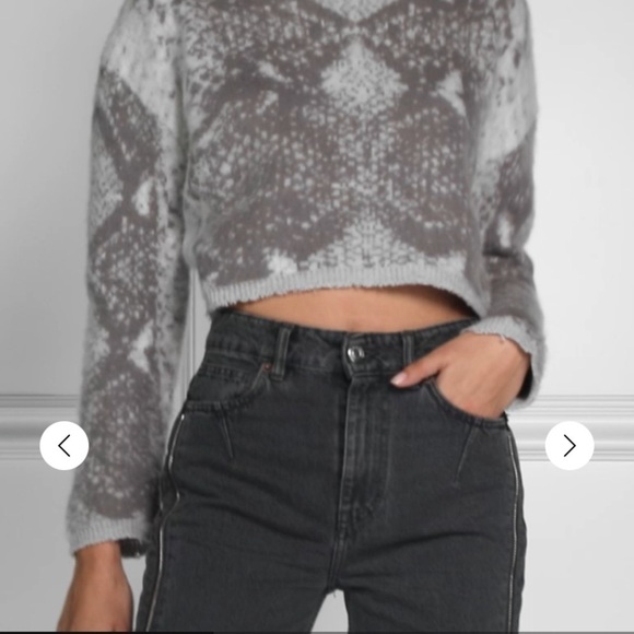 AMIRI cropped cashmere blend gray python print long sleeve pullover sweater - Picture 3 of 11